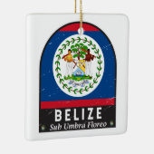 Belize Flag Emblem gestört Vintag Keramikornament (Rechts)