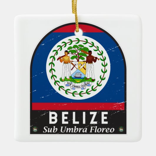 Belize Flag Emblem gestört Vintag Keramikornament (Vorderseite)