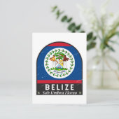 Belize Flag Emblem gestört Vintag Postkarte (Stehend Vorderseite)