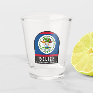 Belize Flag Emblem gestört Vintag Schnapsglas