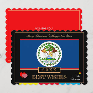 Belize Flag & Happy New Year/Best Wishings Card Ku Feiertagskarte