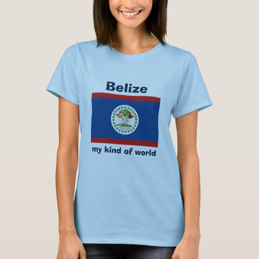 Belize Flag + Karte + Text T - Shirt (Vorderseite)