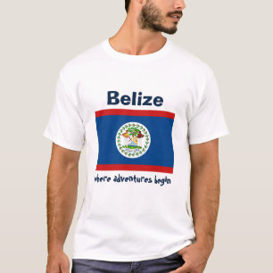 Belize Flag + Karte + Text T - Shirt