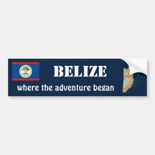 Belize Flag + Map Autoaufkleber