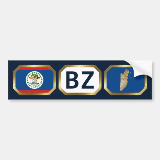 Belize Flag Map Code Autoaufkleber (Vorne)