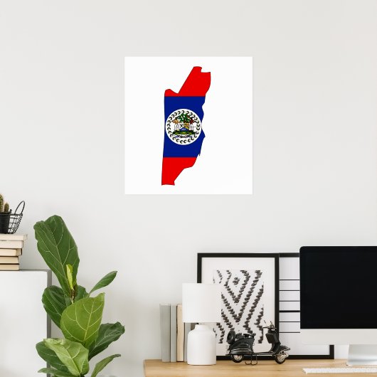 Belize Flag Map Vollgröße Poster (Heimbüro)