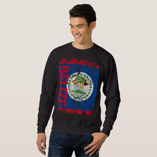 BELIZE Flag Vintag BEKÄMPFUNG Sweatshirt (Vorne ganz)