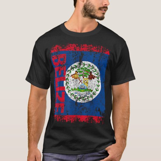 BELIZE Flag Vintag BEKÄMPFUNG T-Shirt (Vorderseite)