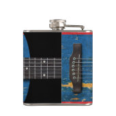Belize-Flagge auf alter Akustikgitarre Flachmann (Rückseite)