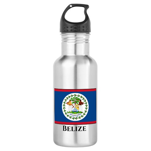 Belize-Flagge Edelstahlflasche (Vorderseite)