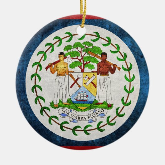Belize-Flagge Keramik Ornament (Vorne)