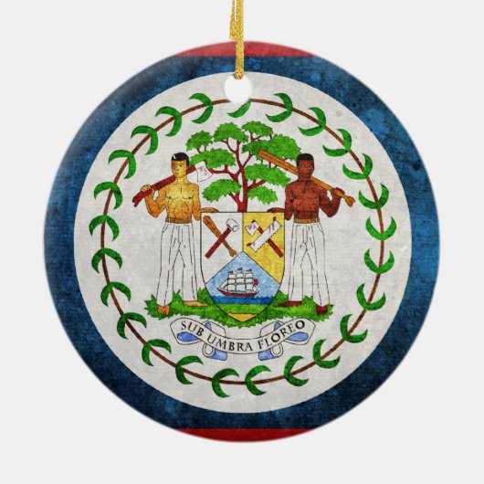 Belize-Flagge Keramik Ornament (Hinten)