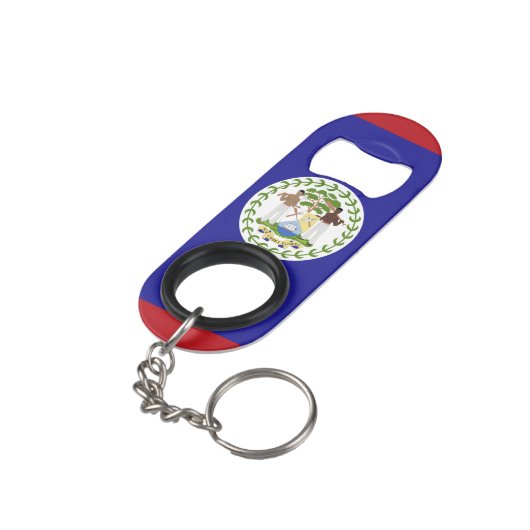 Belize-Flagge Mini Flaschenöffner (Rückseite Schrägansicht)