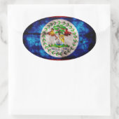 Belize-Flagge Ovaler Aufkleber (Tasche)
