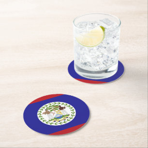 Belize-Flagge Runder Pappuntersetzer