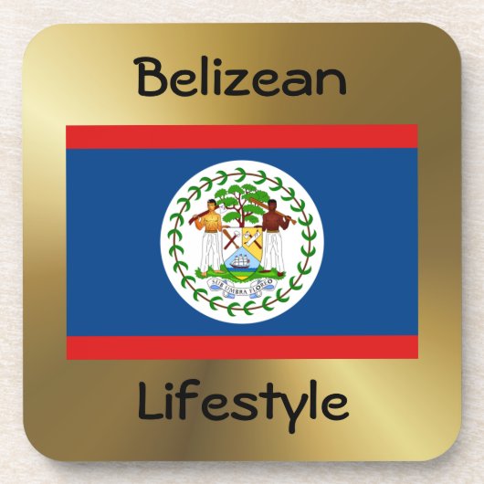 Belize-Flagge+Text-Untersetzer Getränkeuntersetzer (Vorderseite)