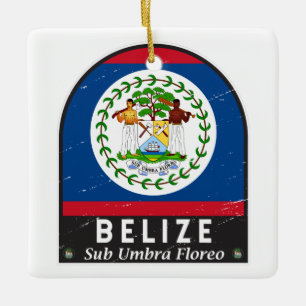 Belize-Flaggen-Emblem Abgenutzt Vintage Keramikornament