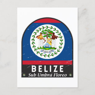 Belize-Flaggen-Emblem Abgenutzt Vintage Postkarte