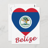 Belize Flaggenherz Postkarte (Vorne/Hinten)