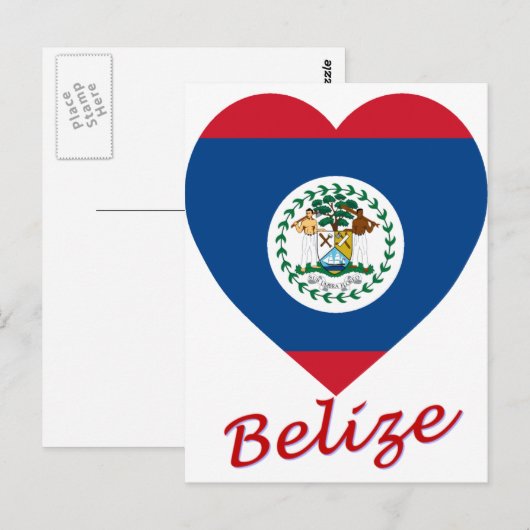 Belize Flaggenherz Postkarte (Vorne/Hinten)