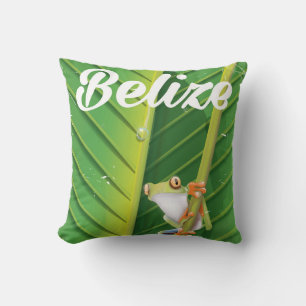 belize Frosch Vintage-Cartoon-Reiseposter Kissen