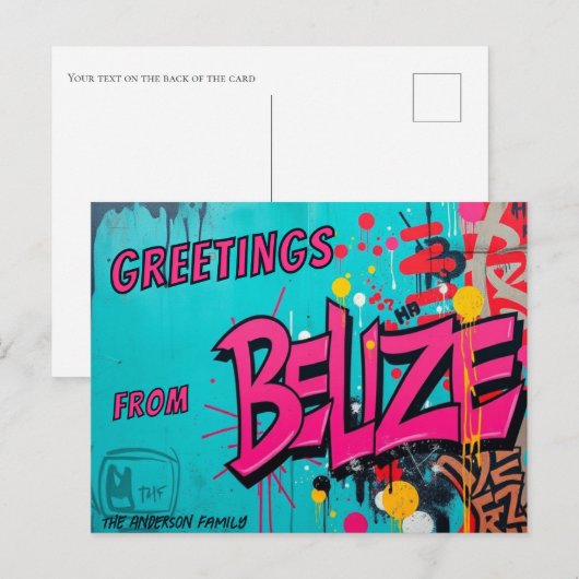 Belize Graffiti Stil Gruß Postcard Postkarte (Vorne/Hinten)