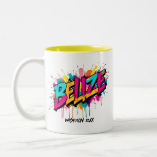 Belize Graffiti-Stil Reise-Souvenir Zweifarbige Tasse