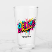 Belize Graffiti Stil Reise Urlaub Party Bier Glas (Vorderseite)