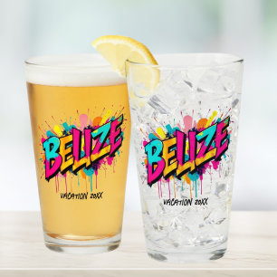 Belize Graffiti-Stil Reise Urlaub Party Bier Glas
