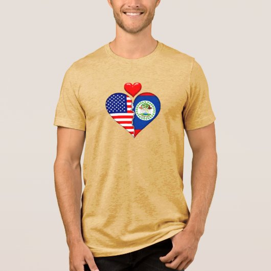 Belize Hispanic Hearts USA-Flaggen Tri-Blend Shirt (Vorderseite)