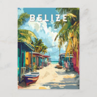 Belize Illustration Travel Art Vintag
