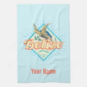 Belize Karibik Retro Schildkröte Vintage Souvenir Geschirrtuch