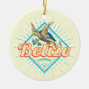 Belize Karibik Retro-Schildkröte Vintage-Souvenir Keramik Ornament
