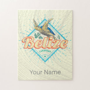 Belize Karibik Retro-Schildkröte Vintage-Souvenir Puzzle