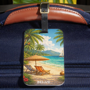 Belize Karibik Tropisch Vintage Reise Gepäckanhänger