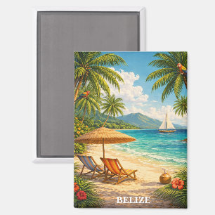 Belize Karibik Tropisch Vintage Reise Magnet