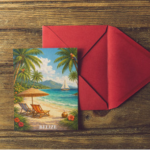Belize Karibik Tropisch Vintage Reise Postkarte