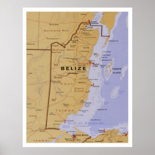 Belize Map (1990) Poster