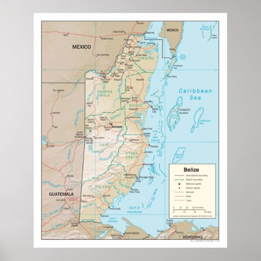 Belize Map (2003) Zentralamerika Poster (Vorne)