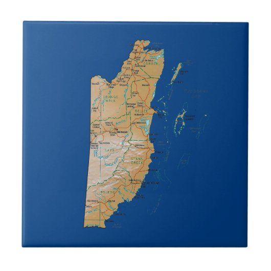 Belize Map Tile Fliese (Vorderseite)