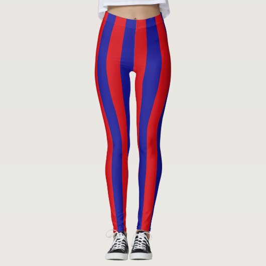 Belize National Flag Colors Vertikal gestreift Leggings (Vorderseite)