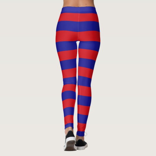 Belize National Flag Farben horizontal gestreift Leggings (Rückseite)