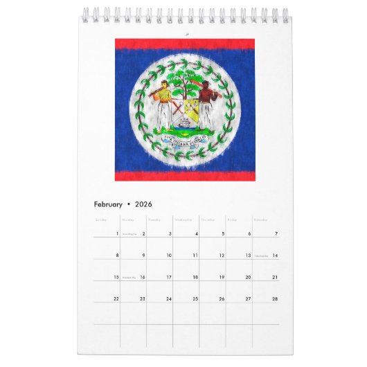 Belize Ölgemälde Zeichnend Kalender (Feb 2026)