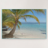 Belize Palm Tree Beach Karibisches Meer Seascape Puzzle (Horizontal)