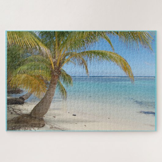 Belize Palm Tree Beach Karibisches Meer Seascape Puzzle (Horizontal)