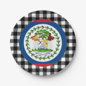 Belize Plate, Büffel kariert & Belize Flag Pappteller (Vorderseite)