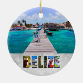 Belize San Pedro Beach Ambergris Caye Weihnachten Keramik Ornament (Hinten)