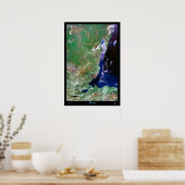 Belize Satelliten Poster Foto Print Map (Küche)