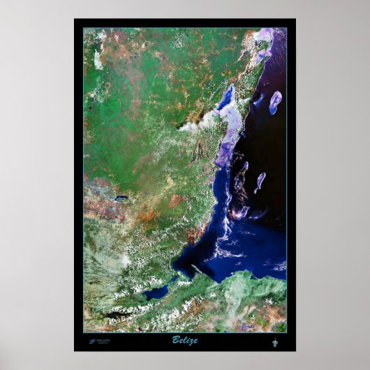 Belize Satellitenposter Fotodruck Karte Poster (Vorne)