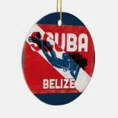 Belize Scuba Diver - Blue Retro Keramik Ornament (Rechts)